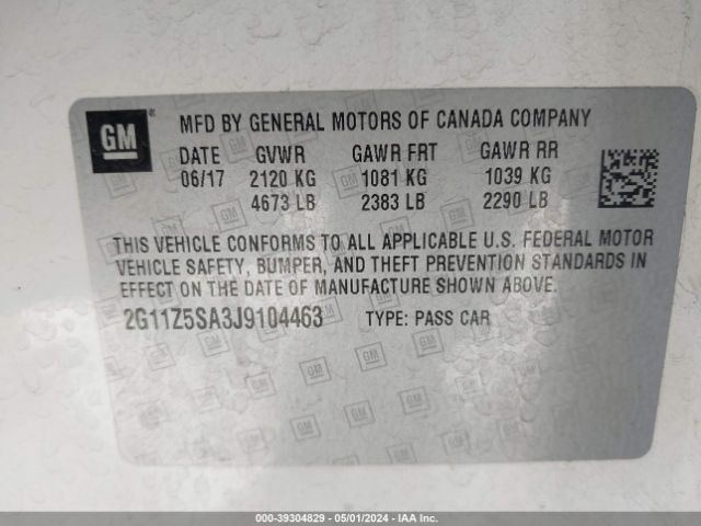 2G11Z5SA3J9104463 Chevrolet IMPALA LS