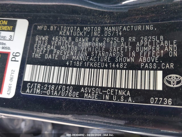 Toyota CAMRY LE 2014 4T1BF1FK6EU414482 Image 9