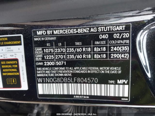 W1N0G8DB5LF804570 Mercedes-Benz GLC 300