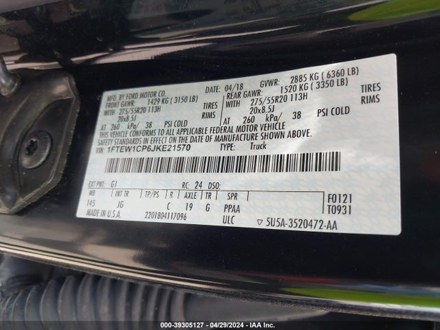 Ford F-150 Xl 2018 1FTEW1CP6JKE21570 Image 9