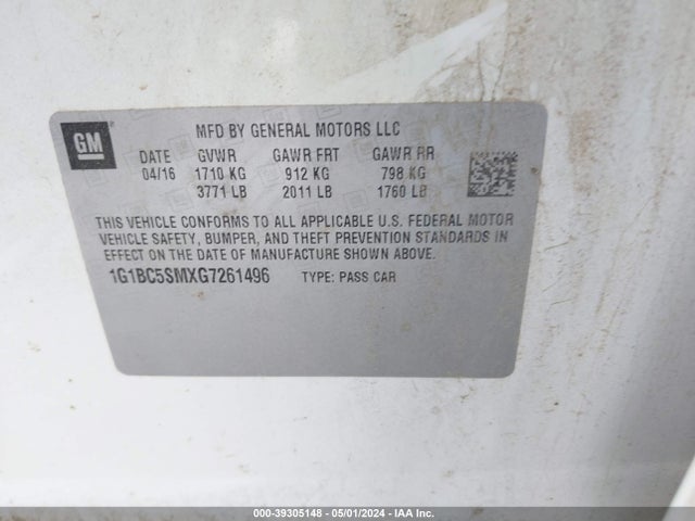 Chevrolet Cruze Ls Auto 2016 1G1BC5SMXG7261496 Image 9