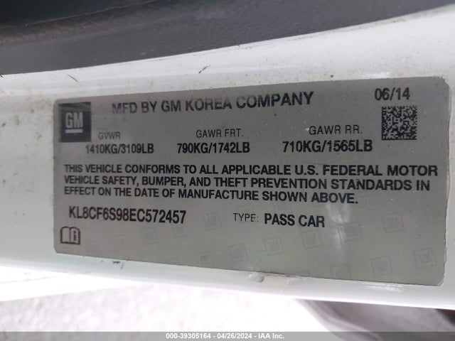 Chevrolet Spark 2lt Auto 2014 KL8CF6S98EC572457 Image 9