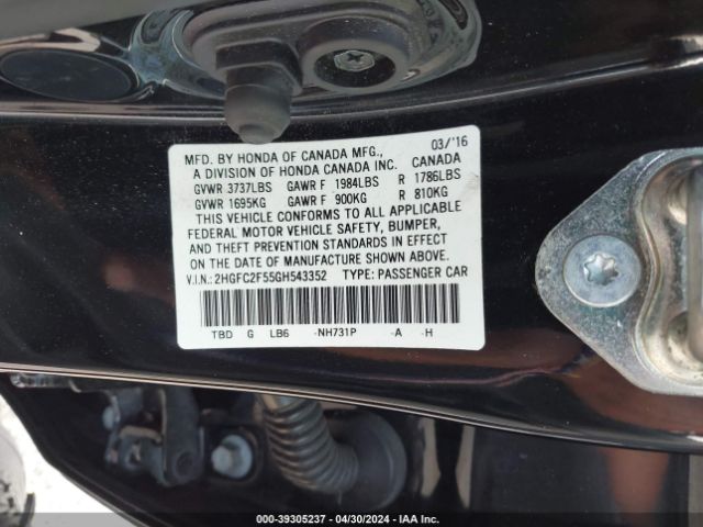 2HGFC2F55GH543352 Honda Civic Lx