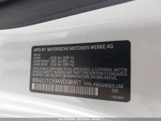 WBA2J1C59KVD09961 BMW 230I
