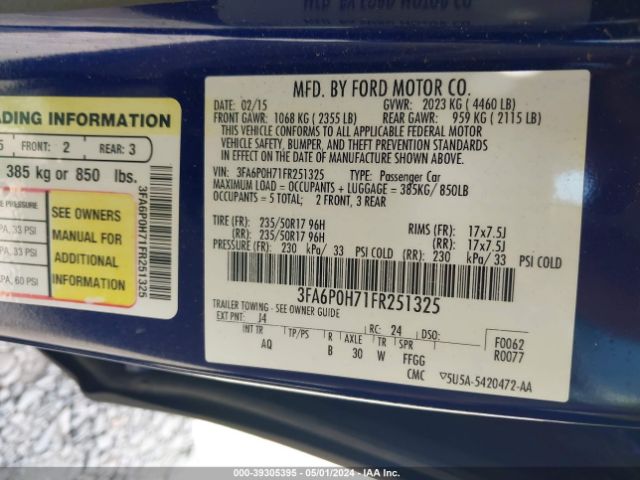3FA6P0H71FR251325 Ford FUSION SE