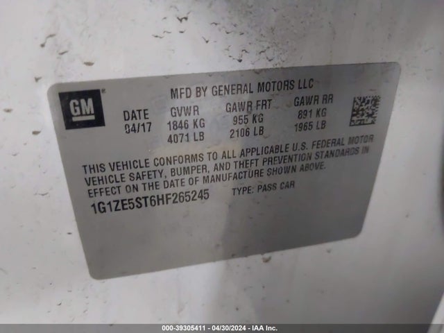 Chevrolet MALIBU 1LT 2017 1G1ZE5ST6HF265245 Image 9