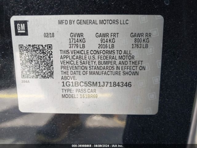 1G1BC5SM1J7184346 Chevrolet Cruze Ls Auto