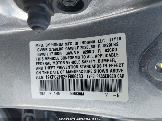 Honda Civic 2019 19XFC2F82KE006483 Image 23