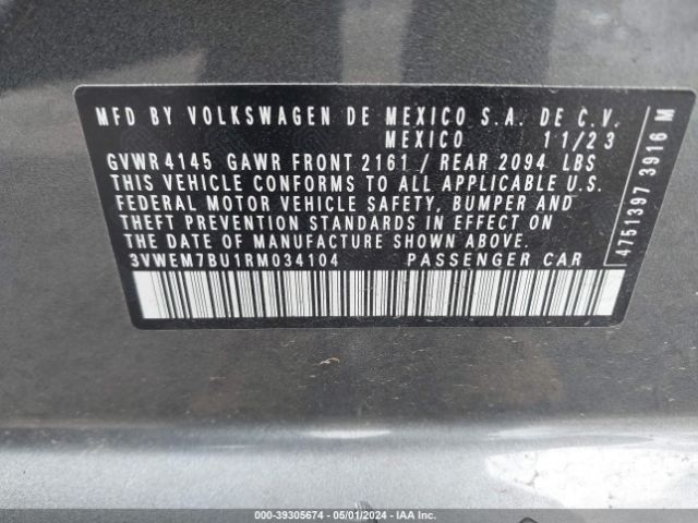 3VWEM7BU1RM034104 Volkswagen Jetta 1.5t Se