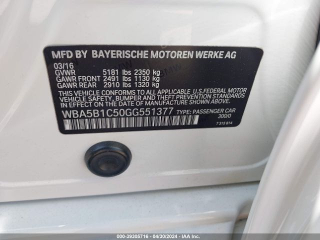 WBA5B1C50GG551377 BMW 535i