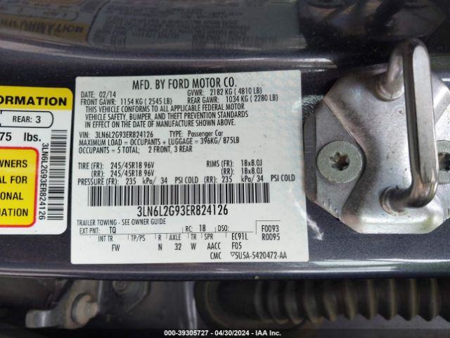 3LN6L2G93ER824126 Lincoln MKZ