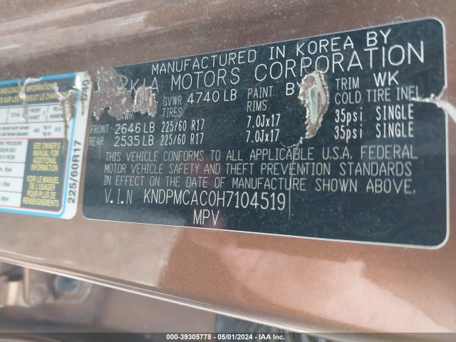 KIA Sportage Lx 2017 KNDPMCAC0H7104519 Image 9