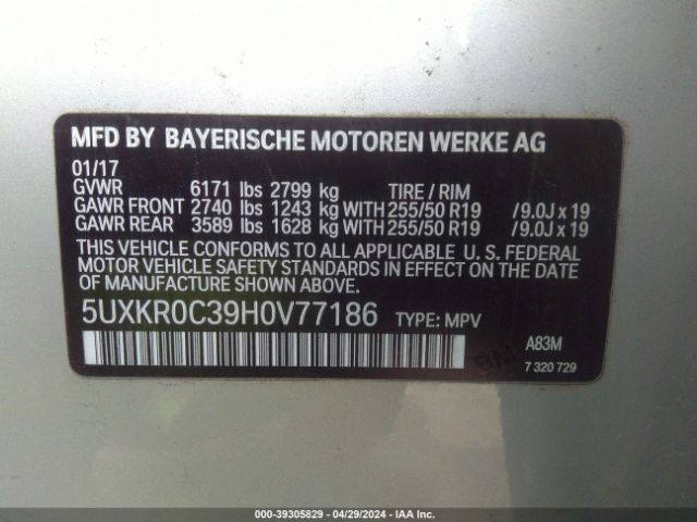 5UXKR0C39H0V77186 BMW X5 Xdrive35i