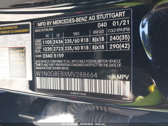 W1N0G8EBXMV288664 Mercedes-Benz Glc 300 4matic Suv