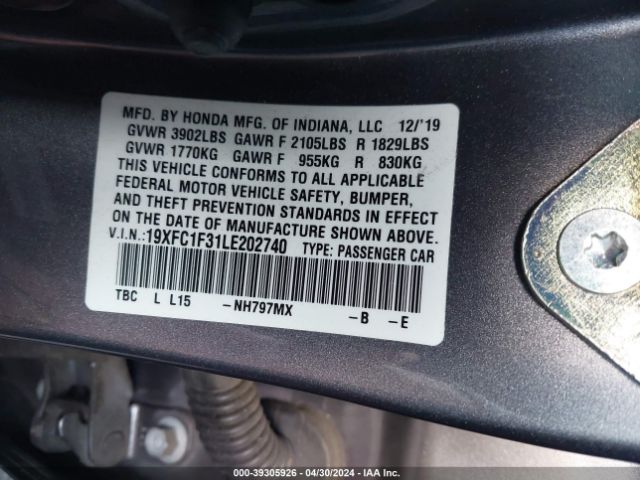 19XFC1F31LE202740 Honda CIVIC EX