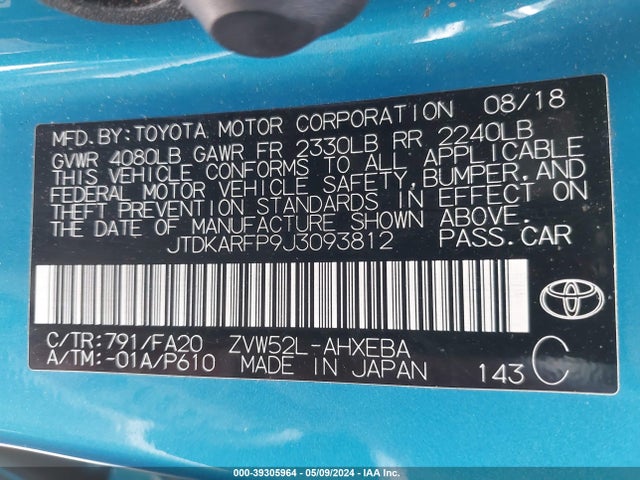 Toyota Prius Prime Plus 2018 JTDKARFP9J3093812 Image 9