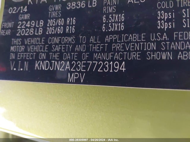 KIA Soul 2014 KNDJN2A23E7723194 Image 9