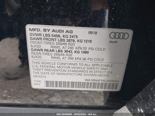 WA1BNAFY6L2024044 Audi Q5 Premium Plus 45 Tfsi Quattro S Tronic