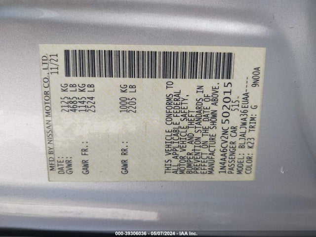 Nissan Maxima Sv Xtronic Cvt 2022 1N4AA6CV2NC502015 Image 9