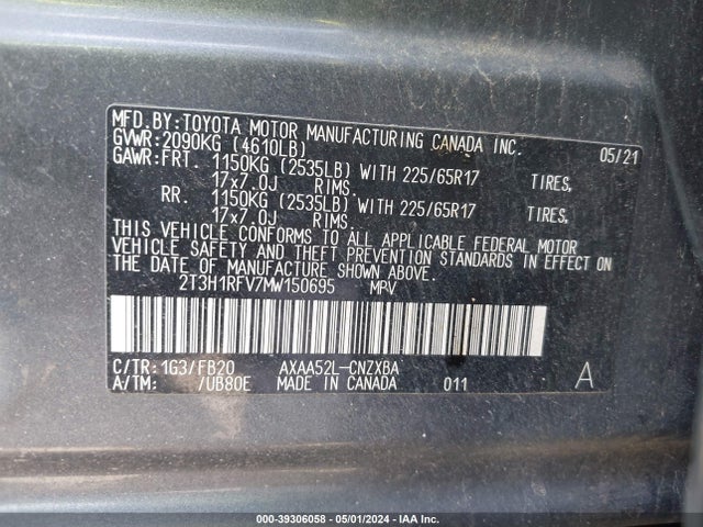 Toyota RAV4 LE 2021 2T3H1RFV7MW150695 Image 9