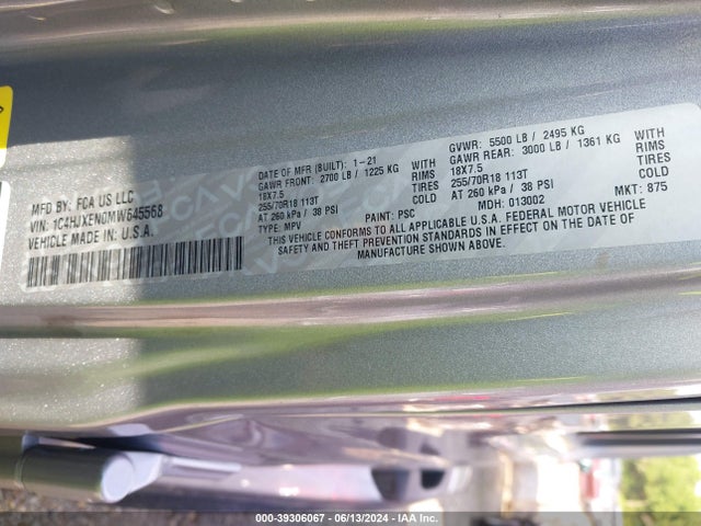 1C4HJXEN0MW645568 Jeep Wrangler Unlimited Sahara 4x4