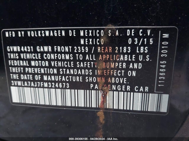 3VWLA7AJ7FM324673 Volkswagen Jetta 2.0l Tdi Se