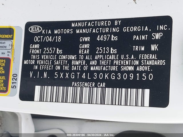 KIA Optima Lx 2019 5XXGT4L30KG309150 Image 9