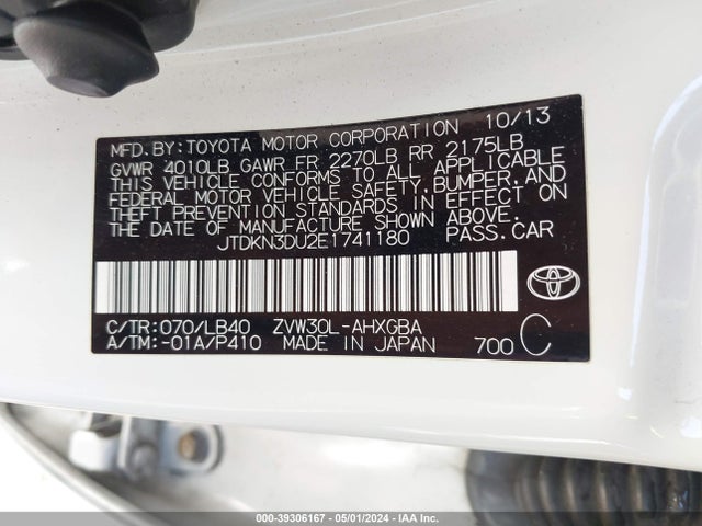 Toyota Prius Four 2014 JTDKN3DU2E1741180 Image 9