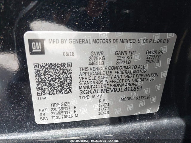 3GKALMEV9JL411851 GMC Terrain Sle