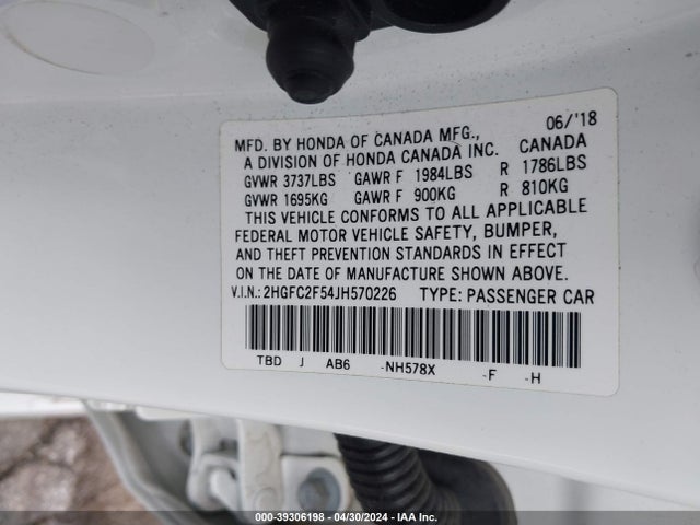 Honda Civic Lx 2018 2HGFC2F54JH570226 Image 9