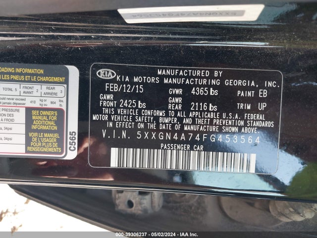 KIA OPTIMA EX 2015 5XXGN4A74FG453564 Image 9