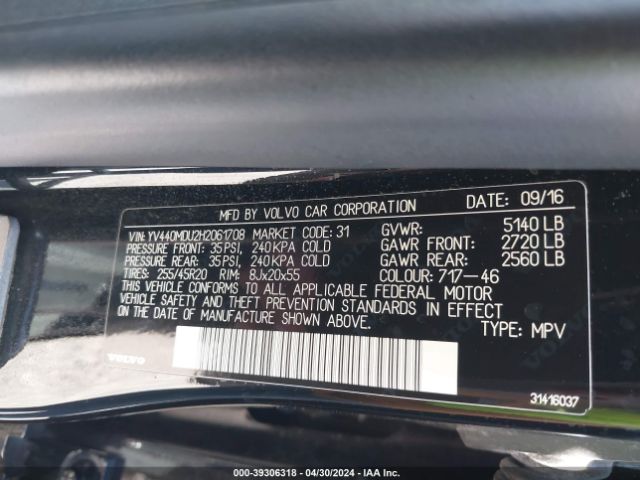 YV440MDU2H2061708 Volvo Xc60 T5 Inscription