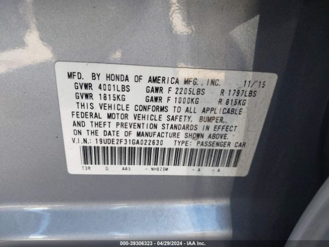 19UDE2F31GA022630 Acura Ilx 2.4l/acurawatch Plus Package