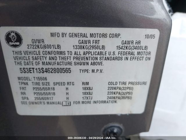 2006 SAAB 9-7X 5S3ET13S462800565 Photo 8