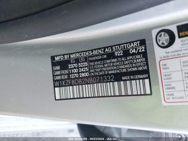 W1KZF8DB2NB071332 Mercedes-Benz E 350