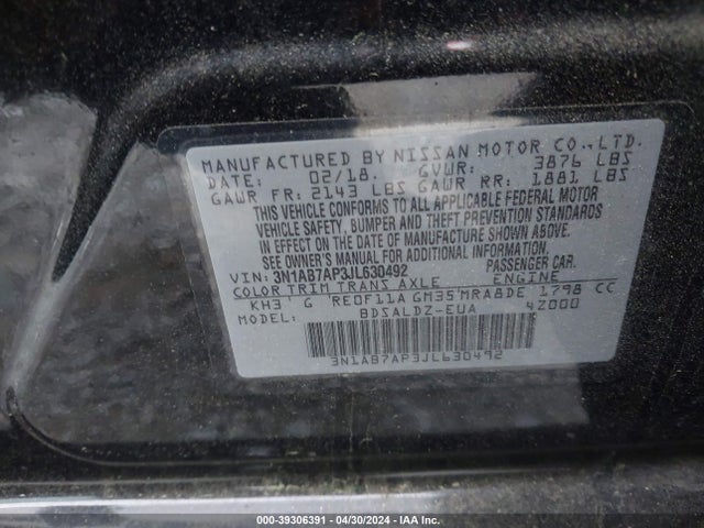 Nissan SENTRA SV 2018 3N1AB7AP3JL630492 Image 9