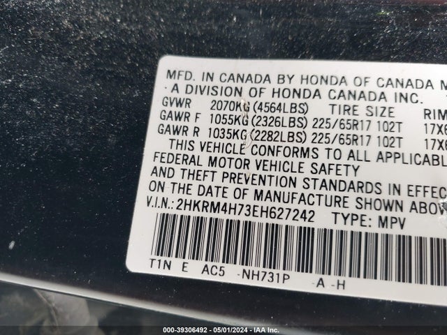 Honda Cr-v Ex-l 2014 2HKRM4H73EH627242 Image 9