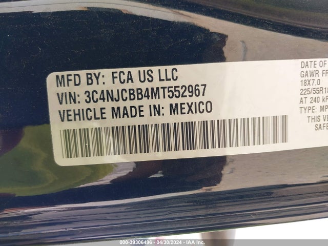 3C4NJCBB4MT552967 Jeep Compass Altitude Fwd