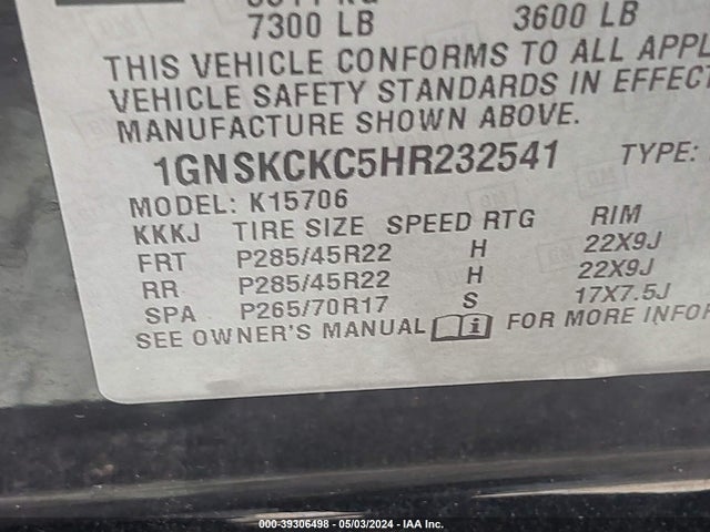 Chevrolet Tahoe Premier 2017 1GNSKCKC5HR232541 Image 9