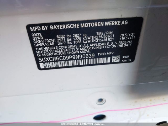 5UXCR6C09P9N90639 BMW X5 Xdrive40i