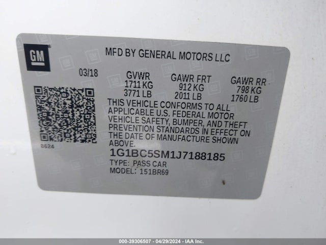 Chevrolet Cruze Ls Auto 2018 1G1BC5SM1J7188185 Image 9