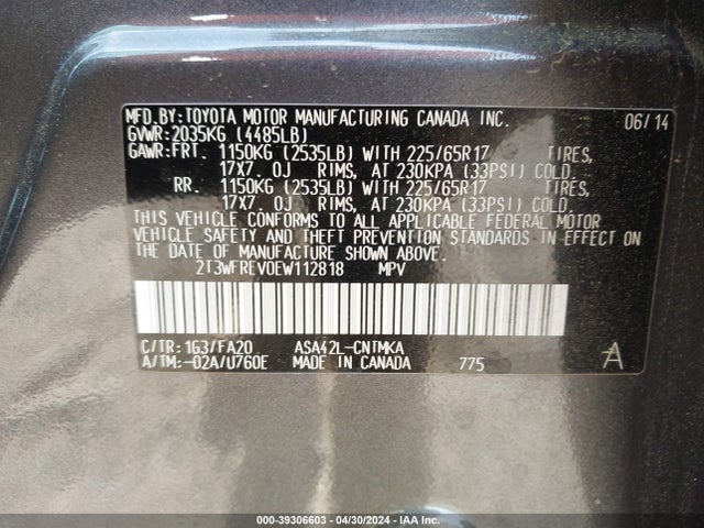 Toyota Rav4 Xle 2014 2T3WFREV0EW112818 Image 9