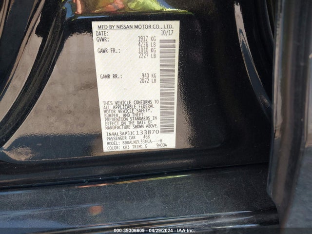 Nissan Altima 2.5 Sv 2018 1N4AL3AP5JC133870 Image 9