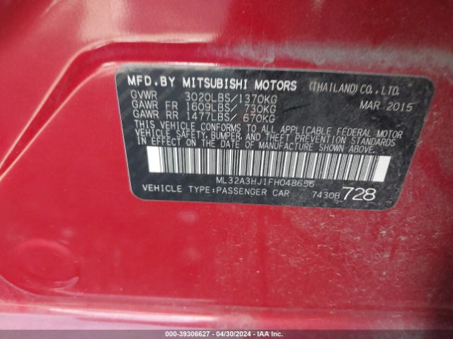 ML32A3HJ1FH048656 Mitsubishi Mirage De/rf