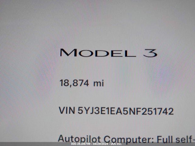 Tesla Model 3 Rear-wheel Drive 2022 5YJ3E1EA5NF251742 Image 16