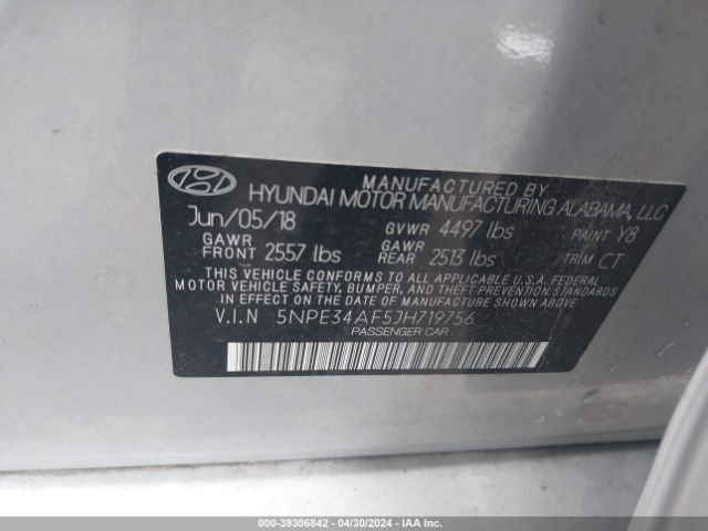 5NPE34AF5JH719756 Hyundai Sonata Sport+