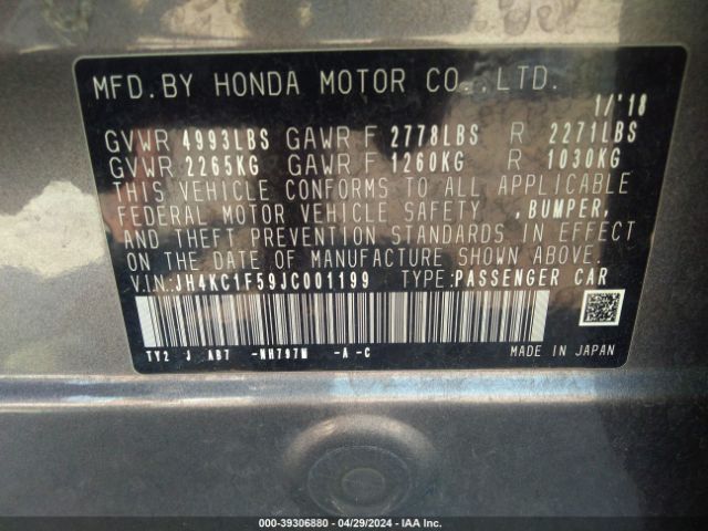 JH4KC1F59JC001199 Acura RLX