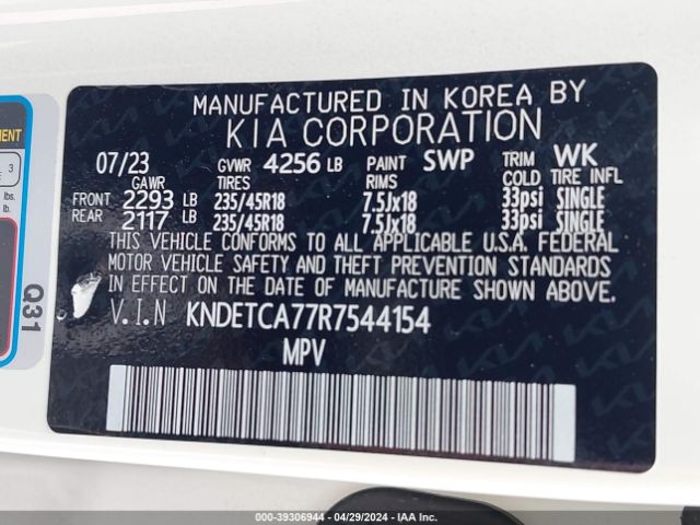 KNDETCA77R7544154 KIA Seltos Sx Turbo