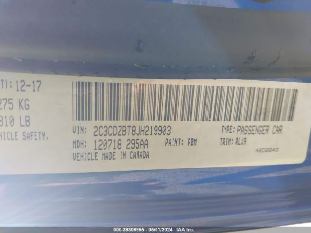 2C3CDZBT8JH219903 Dodge Challenger R/t Plus