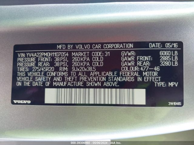 YV4A22PM0H1107054 Volvo Xc90 T6 R-design